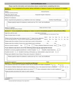 Self Certification Form