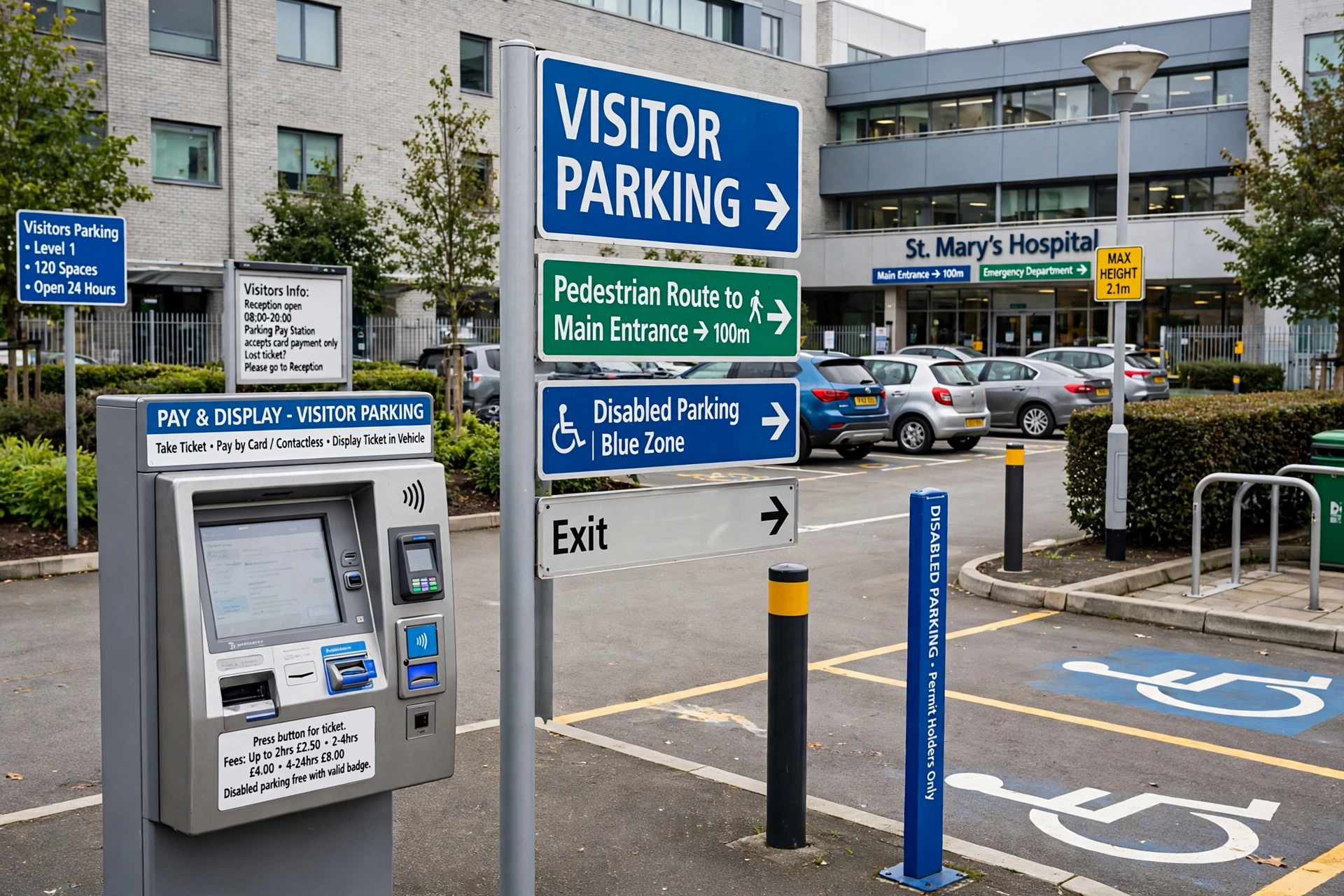 countess of chester hospital Hospital car park with ticketless number plate recognition entry signs