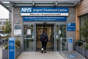 Entrance to an NHS urgent treatment centre in the UK